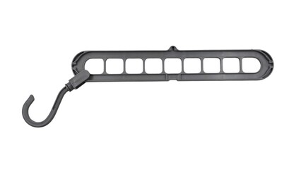 Top view of an adjustable multi-slot plastic closet hanger with hook for organizing belts, ties,...