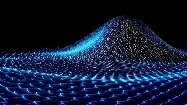 Digital technology blue wave grid abstract background