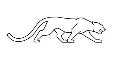 Obraz premium Minimalist Line Art Illustration of a Stalking Panther