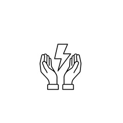 Fototapeta premium Hands holding a lightning bolt vector image representing energy conservation, power management, electrical control, and the human responsibility towards sustainable resource handling.