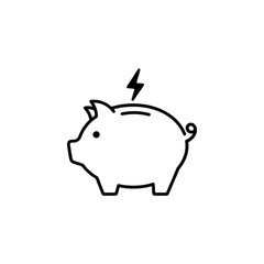 Obraz premium Energy saving piggy bank vector image featuring a lightning bolt symbol to represent electricity cost reduction, energy efficiency rewards, and utility bill savings.