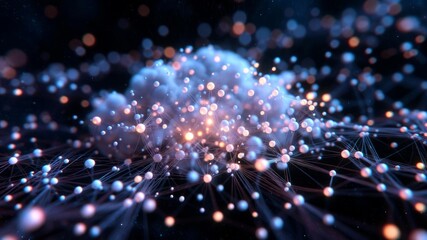 Fototapeta premium Futuristic Neural Network Cloud with Glowing Nodes and Digital Connections