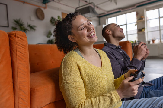 Couple Enjoying Funny Gaming Moment Together