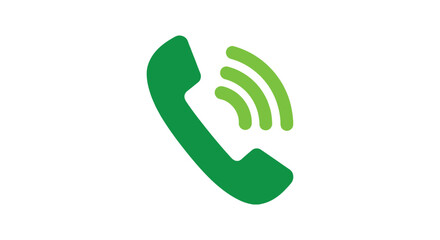 Fototapeta premium Simple green vector illustration graphic design of a telephone receiver indicating an incoming call