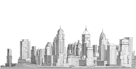 Fototapeta premium modern city panorama 3d illustration 