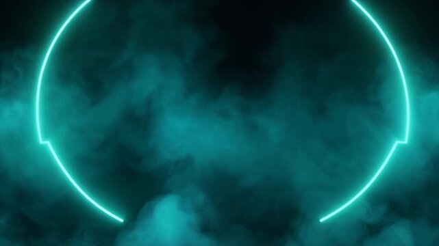 Seamless looping thick glowing cyan smoke cinematic rising slowly soft diffusion neon edge lights futuristic abstract luminous refined visuals motion gradient shimmer