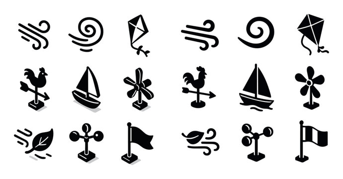 Weather icons with kite sailboat vane minimal