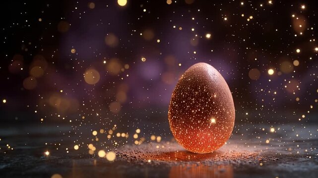 Egg emits radiant glow with floating sparks