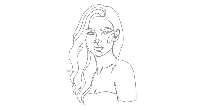 Elegant woman portrait line art minimalist style with perfect for bea