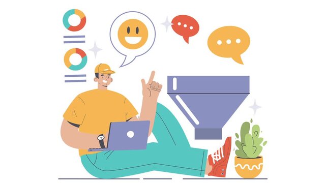 Customer Feedback Funnel Animation Scene