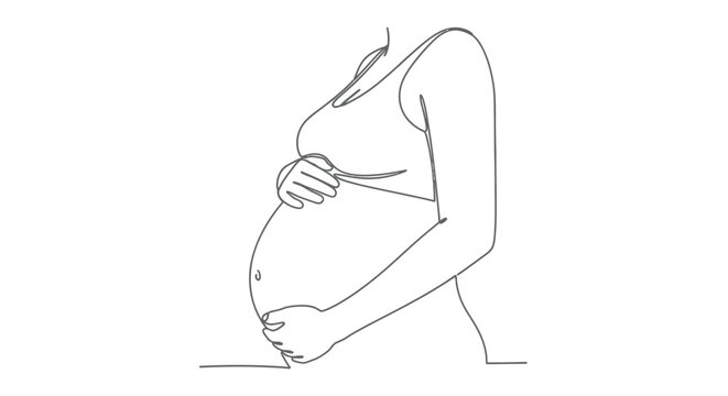 Pregnant woman line art with a sensitive line drawing showing a