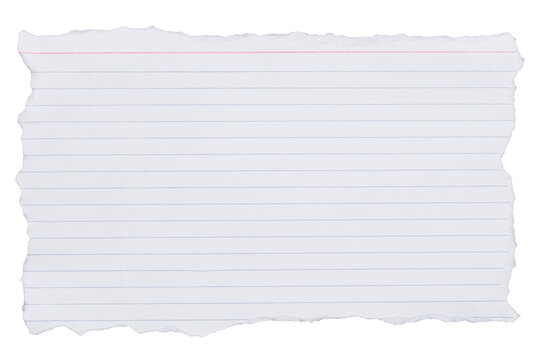 Torn index card isolated on white background