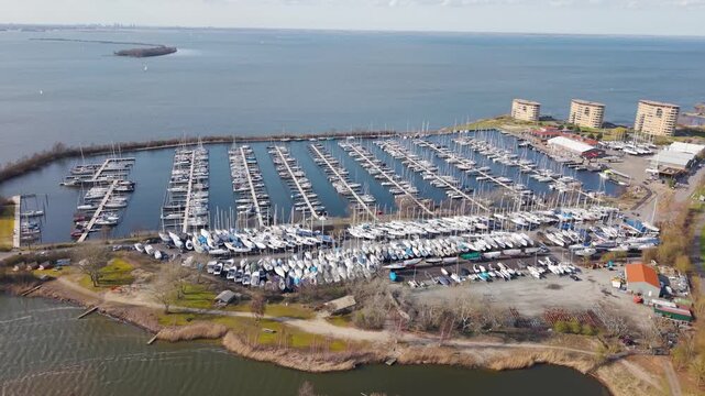 Marina Muiderzand in Almere Poort, Aerial View, Flevoland, Netherlands