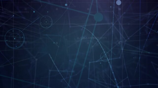 Animation of network of connections and cube in navy space