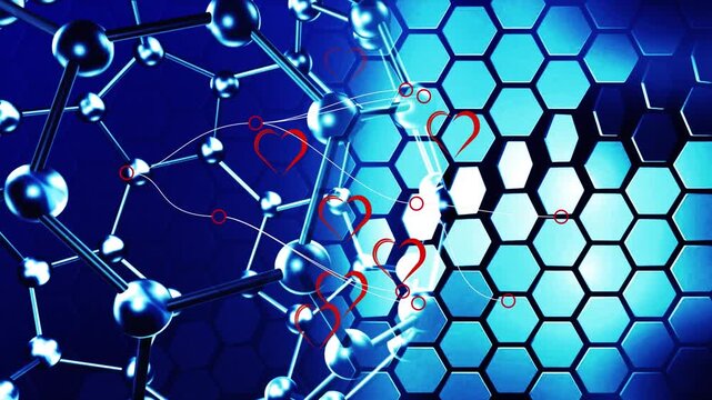 Animation of globe made of connections over blue hexagons on navy background