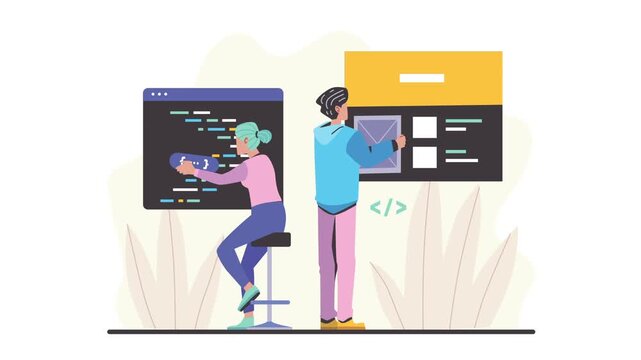 Web Development Team Animation Scene