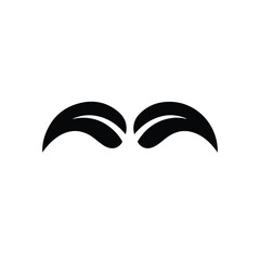 Stylized black graphic resembling a mustache or two abstract leaves, clean white background, vector.