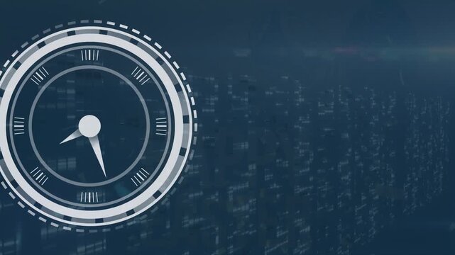 Animation of data processing over clock moving