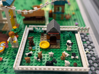 Naklejka premium Lego puppy pen toy scene