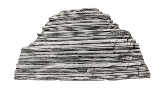 Layered rock formation with distinct horizontal striations