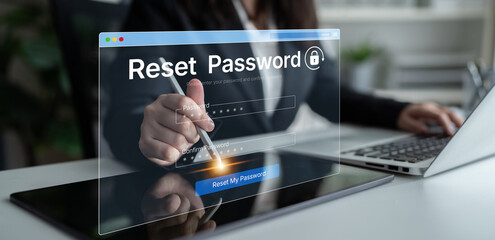 A web browser interface for the password reset function. This form allows a user to recover their account by entering and confirming a new, secure password for access. Fermion