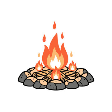 Cartoon Bonfire Illustration with Flames