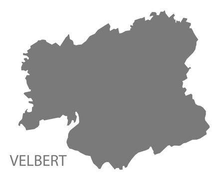 Velbert city map with boroughs grey illustration silhouette shape