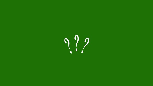 Seamless Looping Hand-Drawn Question Marks Animation on green Background, High-Quality Motion Graphics Overlay for Explainer Videos, Corporate Training, and FAQ Problem Solving Concepts, 4K