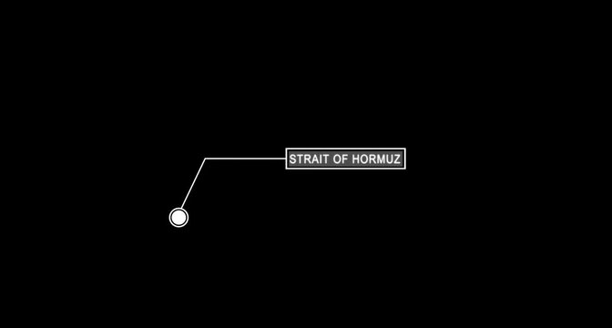 Location marker with hormuz text on black background. Strait of hormuz blockade location pin icon.