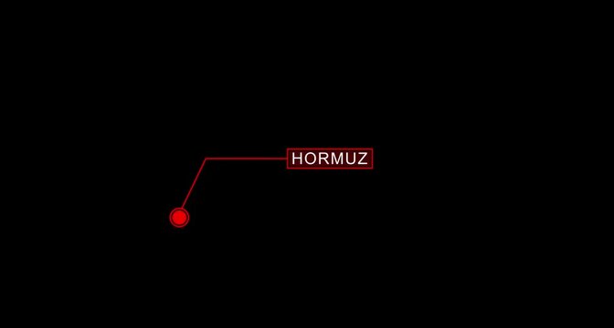 Location marker with hormuz text on black background. Strait of hormuz blockade location pin icon.