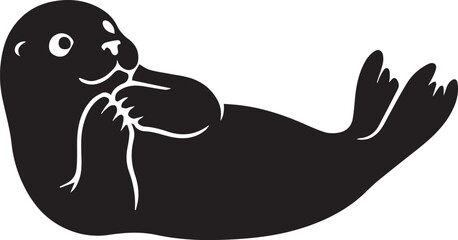 Baby Seal Pup Silhouettes Arctic Marine Wildlife Icon © MdHasan
