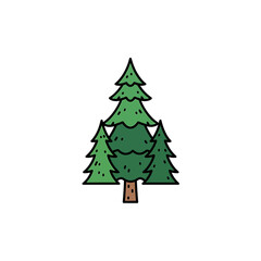 Obraz premium Group of Three Cartoon Evergreen Trees