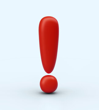 Bright exclamation mark on blue background. Vector template of closeup punctuation mark. Attention, important information. Stop, danger, caution, problem