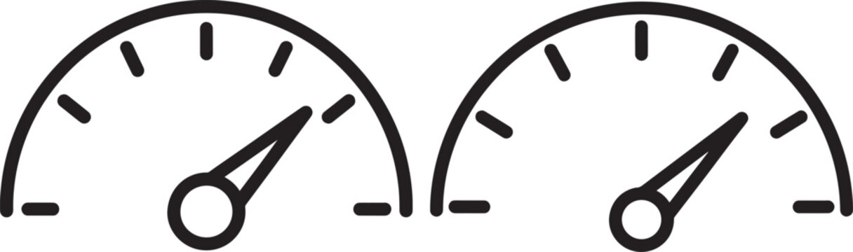 Simple Icons of Two Speedometers with Line Art with Speed Control with Control Panel