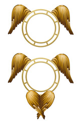Naklejka premium Golden frames with Seraphim wings set isolated. Illustration in Byzantine style