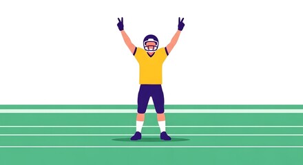 Obraz premium American Football Player Celebrating Victory on Field.