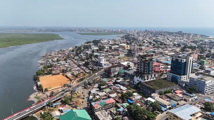Aerial shot of Monrovia city skyline, Liberia  © Terver
