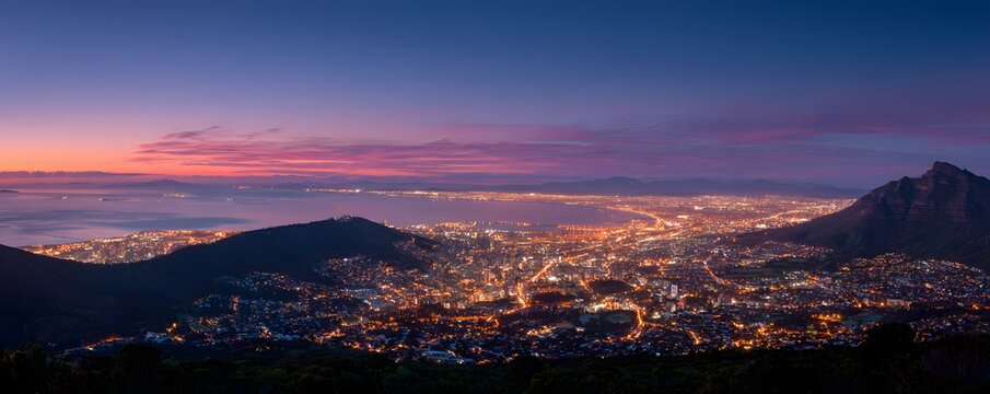 Cape Town coastline sunset clear Table Mountain detail