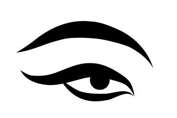 Obraz premium Ink Eye Contour. Abstract beautiful Eye Decoration Element. Black Stroke Ink Silhouette Hand Drawn Symbol.