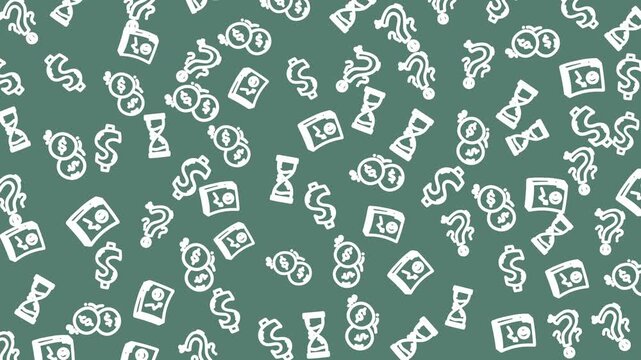 Seamless background pattern with money icons and currency symbols ideal for finance banking and business designs