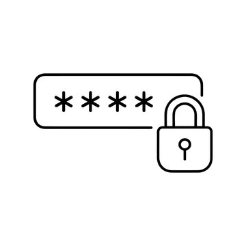 Password Protection Lock Line Icon &ndash; Secure Login Authentication Cybersecurity Vector