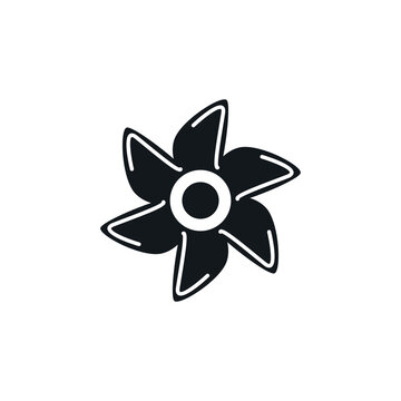 Fan blade vector propeller icon. Ship blade fan turbine airplane logo rotor cooler icon