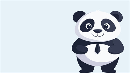Cute panda bear character wearing a business tie, smiling cartoon animal mascot, minimal flat vector illustration isolated on light background, friendly panda design for branding, kids content. © AbdulRehman