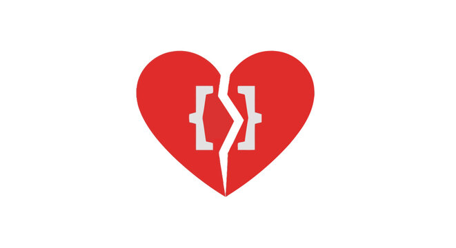 A broken heart symbol with a crack.