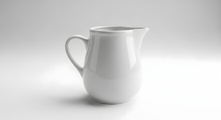 Elegant Ceramic Pitcher: A pristine, elegant ceramic pitcher, its smooth surface catching the light and displaying minimalist beauty and simple form