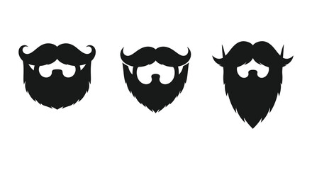 A collection of three distinct beard styles rendered as bold black shapes a striking silhouette © njhasan