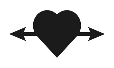 Double Arrow Love Heart Silhouette Icon