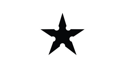 A striking black star shape stands out against a plain white background a bold silhouette © njhasan