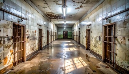 Abandoned Asylum Hallway - A Haunting Glimpse into the Past.
