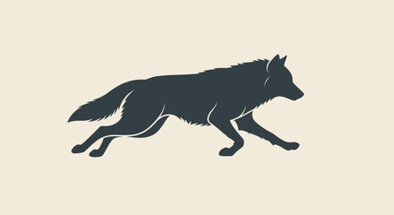 Fototapeta premium Vector Running Wolf Silhouette – Dynamic Wild Animal Outline Design